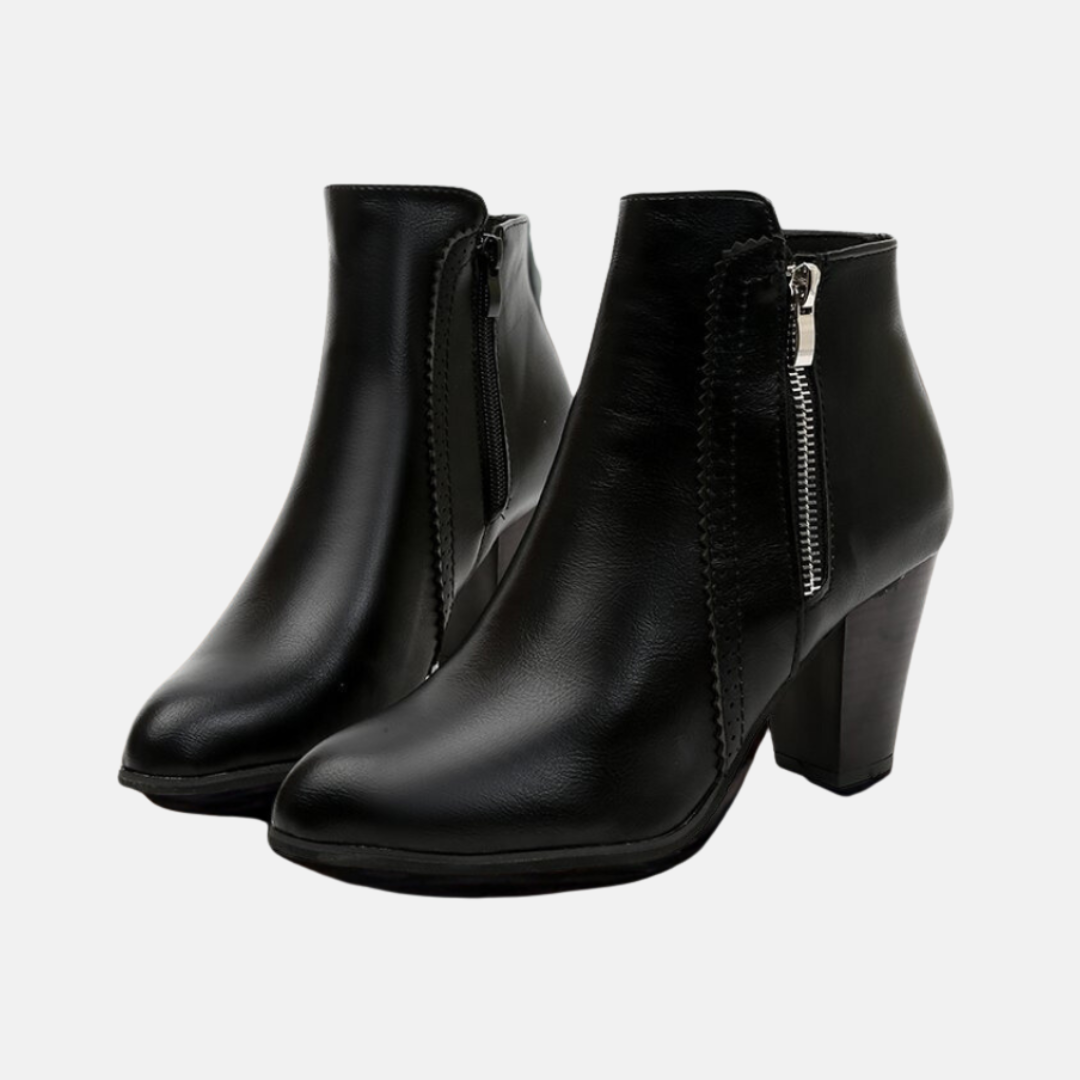 Chic und Stil | Ankle boots - Faux leather - Almond shape - Zipper on the inside