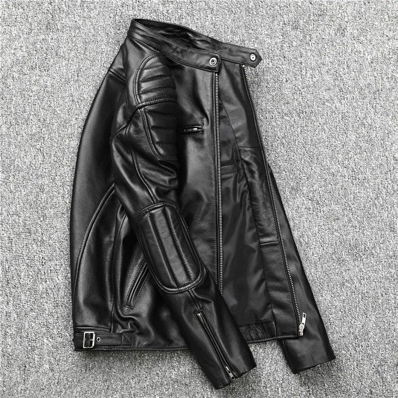 Veste de Motard Classique en Cuir de Vache - ChicUndStil