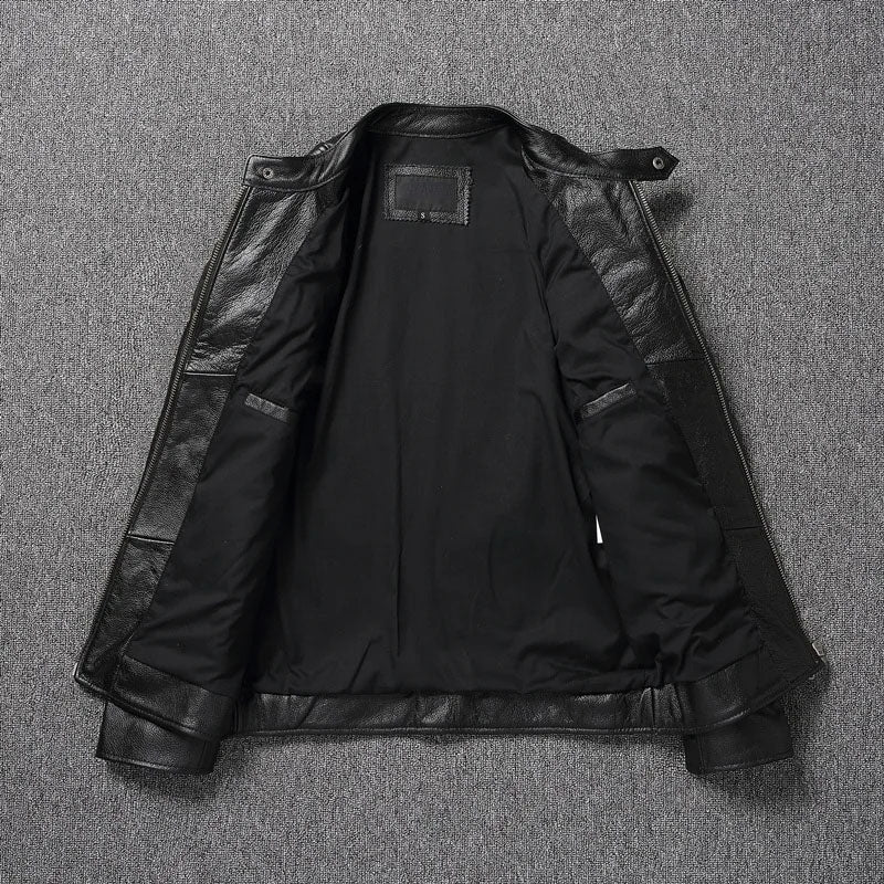 Veste de Motard Classique en Cuir de Vache - ChicUndStil