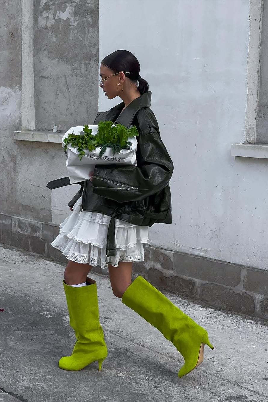 Chic und Stil | Up Green Leather Motorcycle Jacket