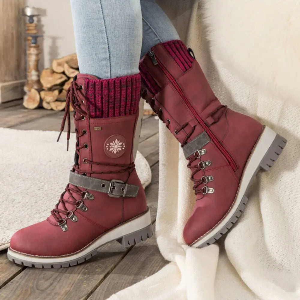 Chic und Stil | Winter boots - Leather - Lace-up closure - Robust non-slip sole - Comfortable fit