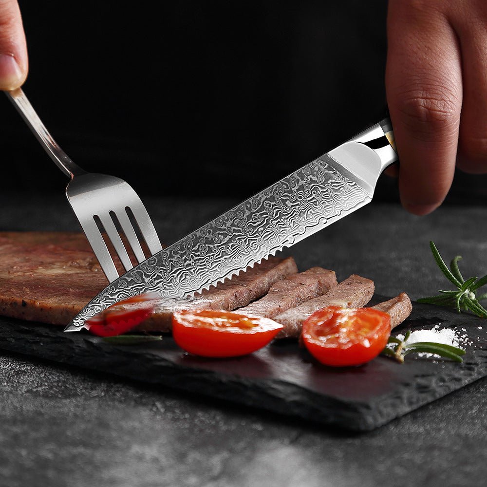 Ensemble de Couteaux à Steak Damas en 6 Pièces - ChicUndStil
