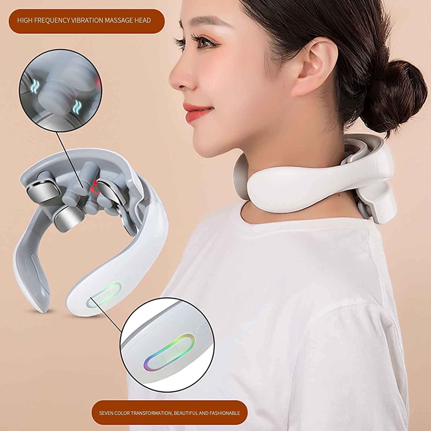 Chic and Style | Neck Massager with Heat, Pain Therapy, Smart Neck Massager, 4 Massage Heads Handheld Deep Tissue Trigger Point Massager