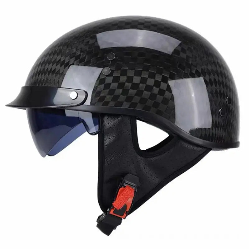 Casque Demi-Face Retro en Fibre de Carbone - Homologué DOT et ECE - ChicUndStil