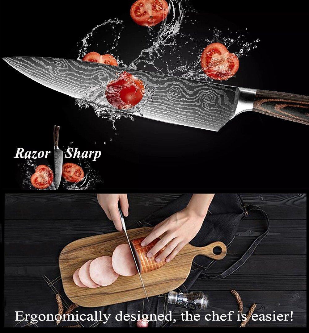 Ensemble de 7 Couteaux de Cuisine en Acier Inoxydable - ChicUndStil