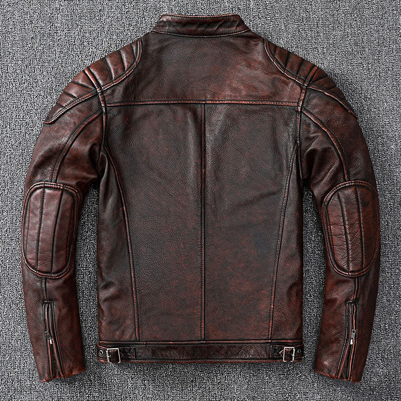 Veste de Motard Classique en Cuir de Vache - ChicUndStil