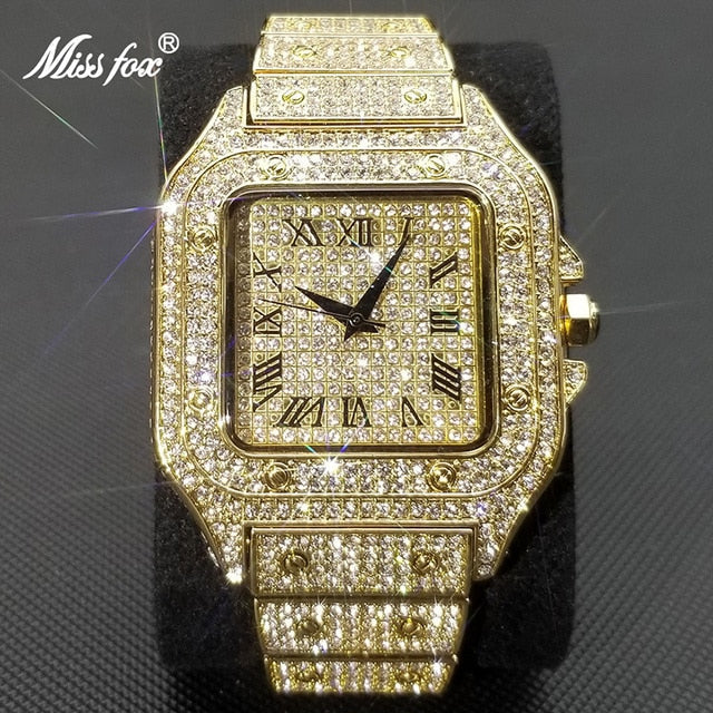 Chic and Style | MISSFOX Ice Out Square Watch for Men