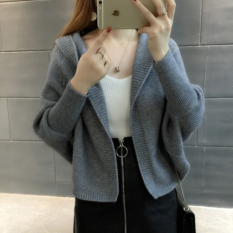 Dames Beau cardigan en tricot avec capuche Chic und Stil