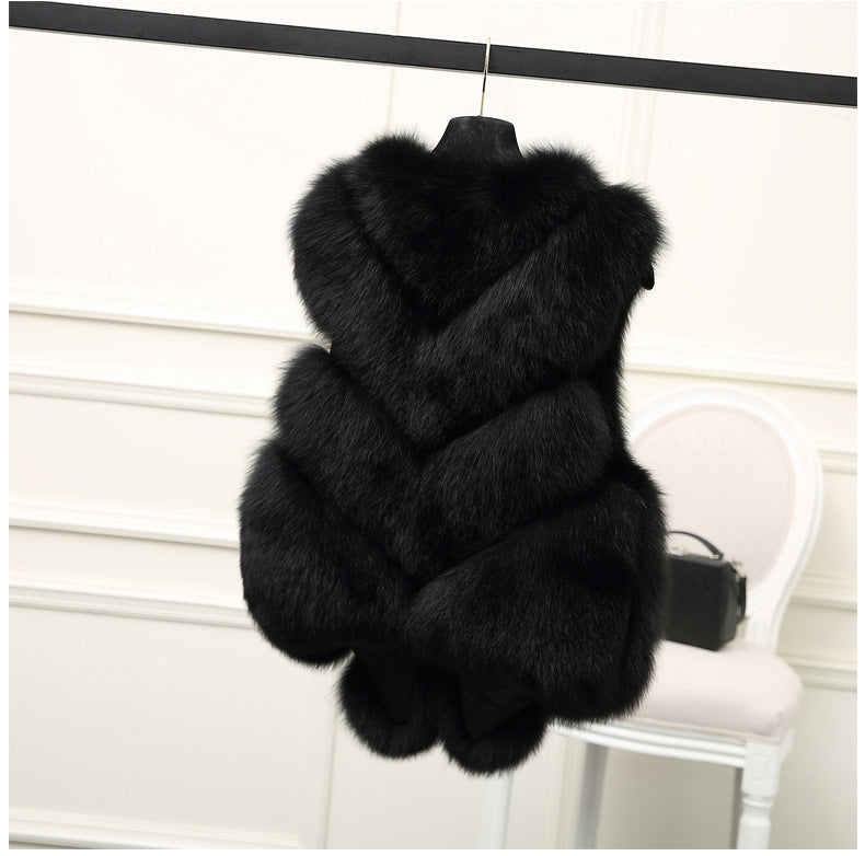 Ladies Luxury Faux Fur Gilet with Voluminous Chic and Stylish Details