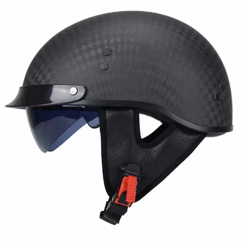 Casque Demi-Face Retro en Fibre de Carbone - Homologué DOT et ECE - ChicUndStil