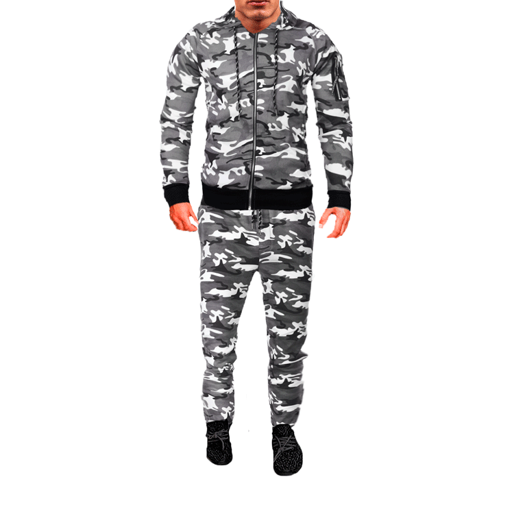 Camouflage tracksuit for men with practical utility and a chic and stylish design