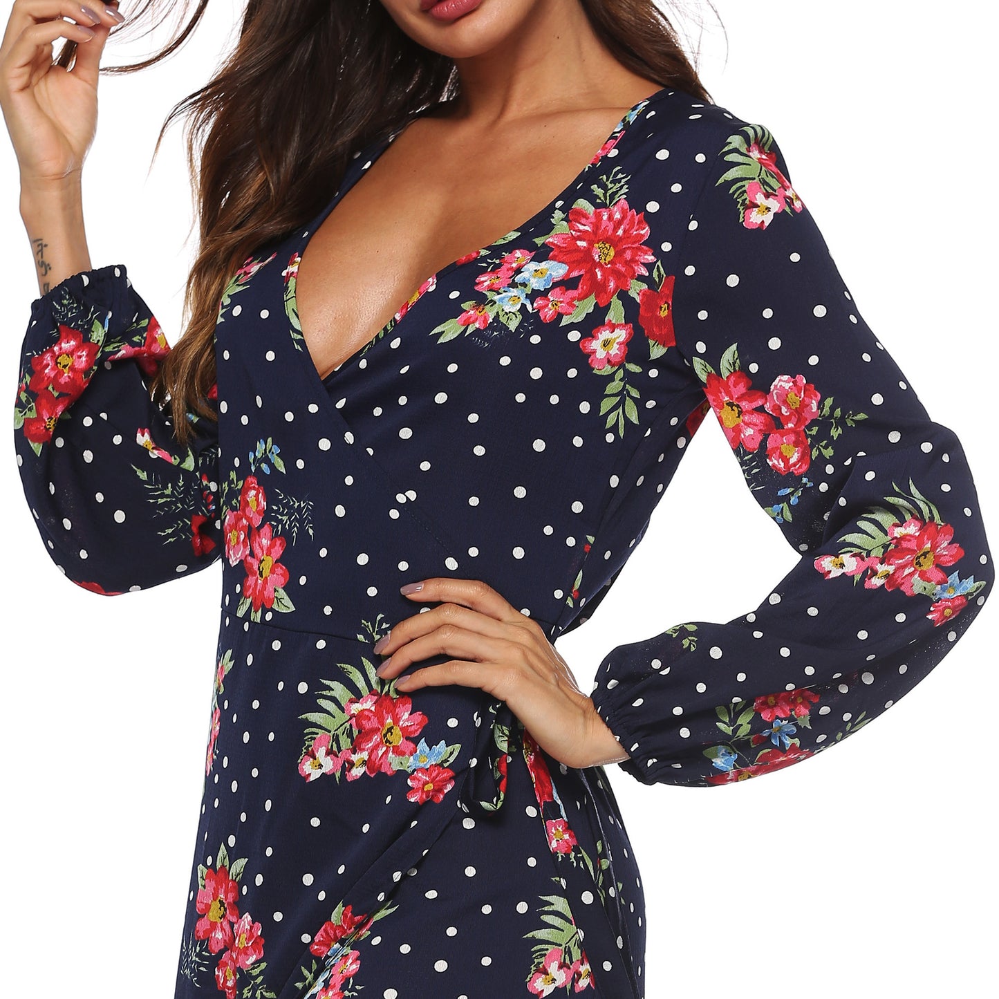 Robe maxi à manches longues à imprimé floral pour femmes Chic und Stil