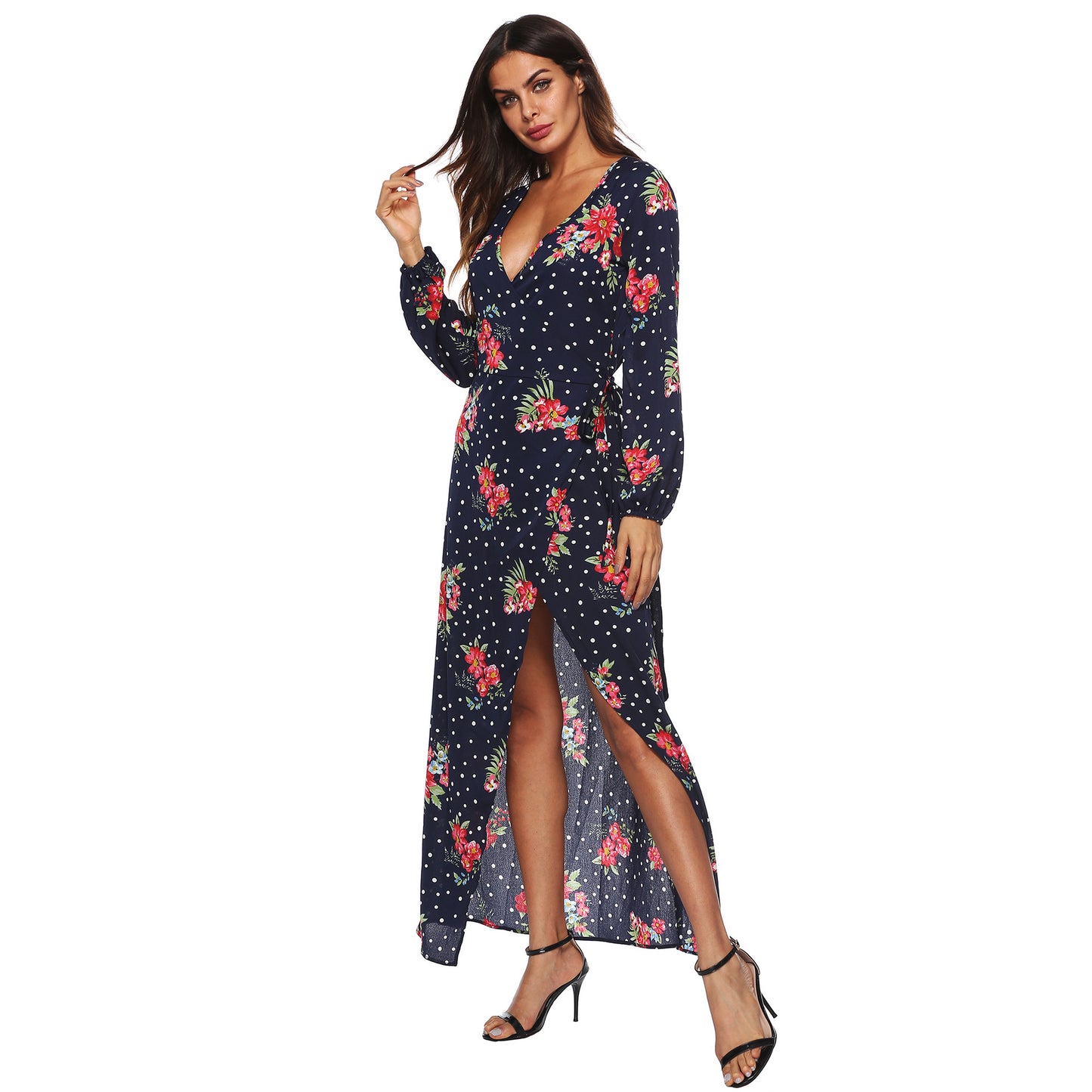 Robe maxi à manches longues à imprimé floral pour femmes Chic und Stil