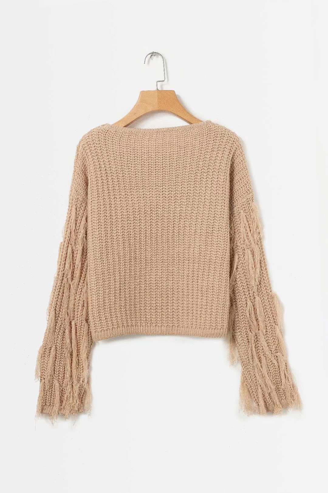 Pull structuré pour femmes avec des manches à franges originales Chic und Stil