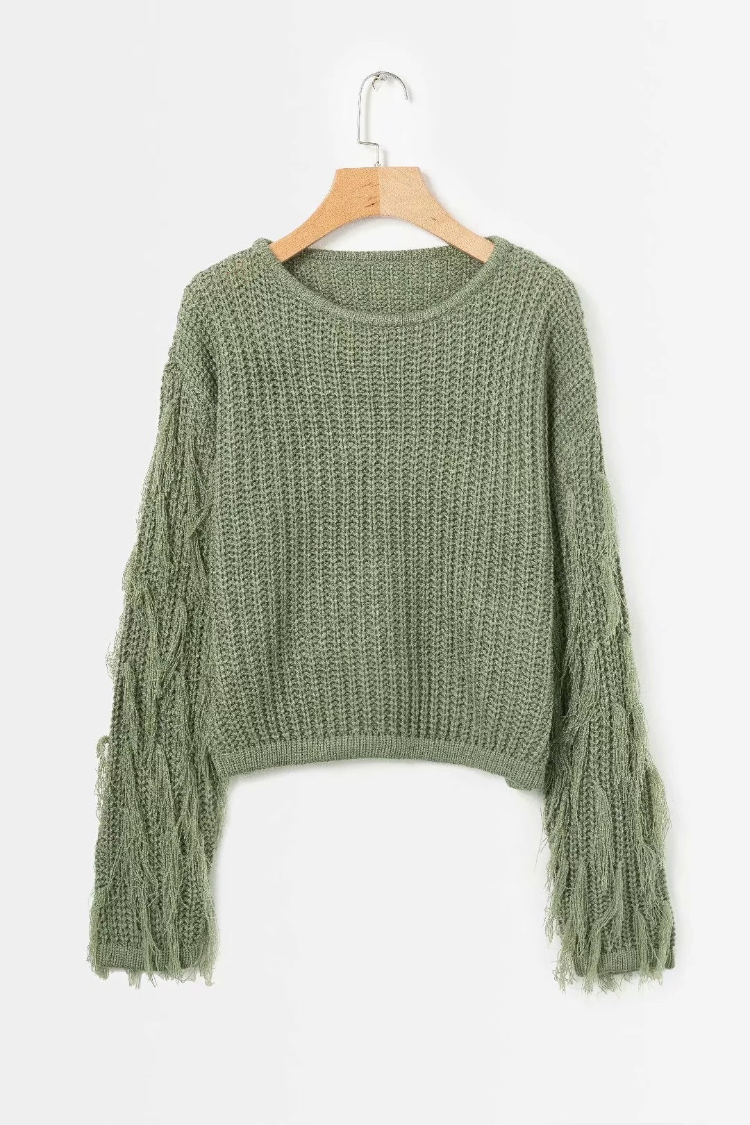 Pull structuré pour femmes avec des manches à franges originales Chic und Stil