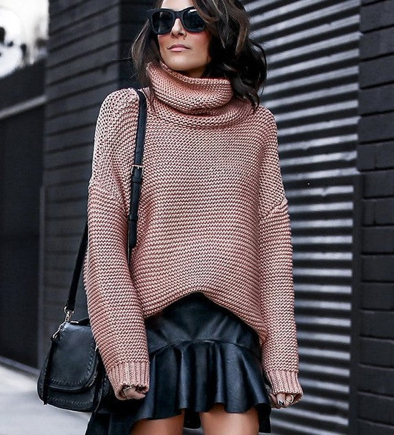 Pull en maille épaisse pour femmes avec col haut et manches larges Chic und Still