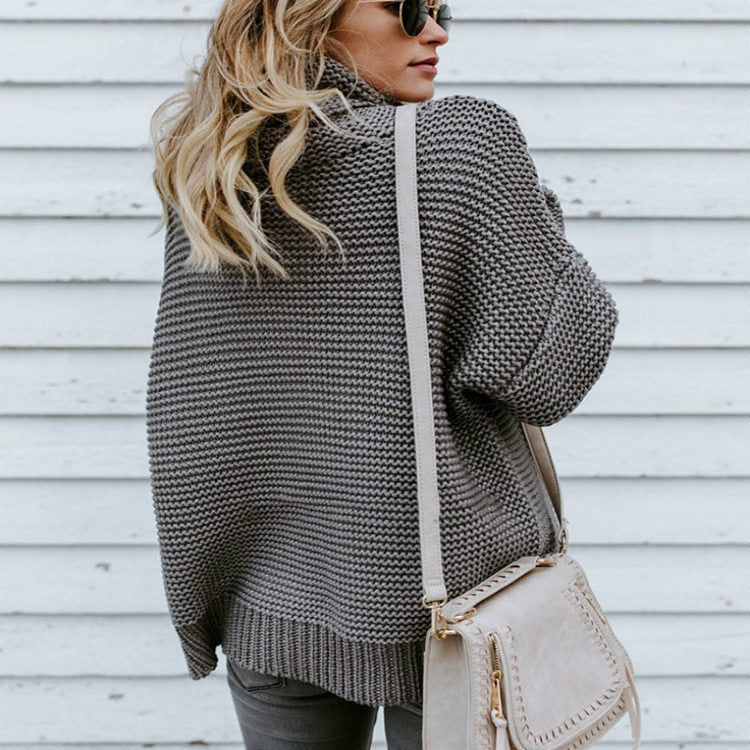 Pull en grosse maille pour femmes avec col montant confortable Chic und Stil
