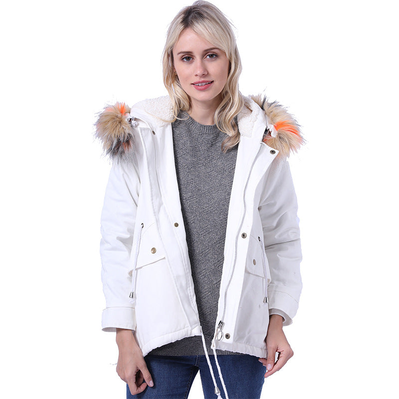 Dame Manteau d'hiver avec capuche en fausse fourrure amovible et poches pratiques Chic und Stil
