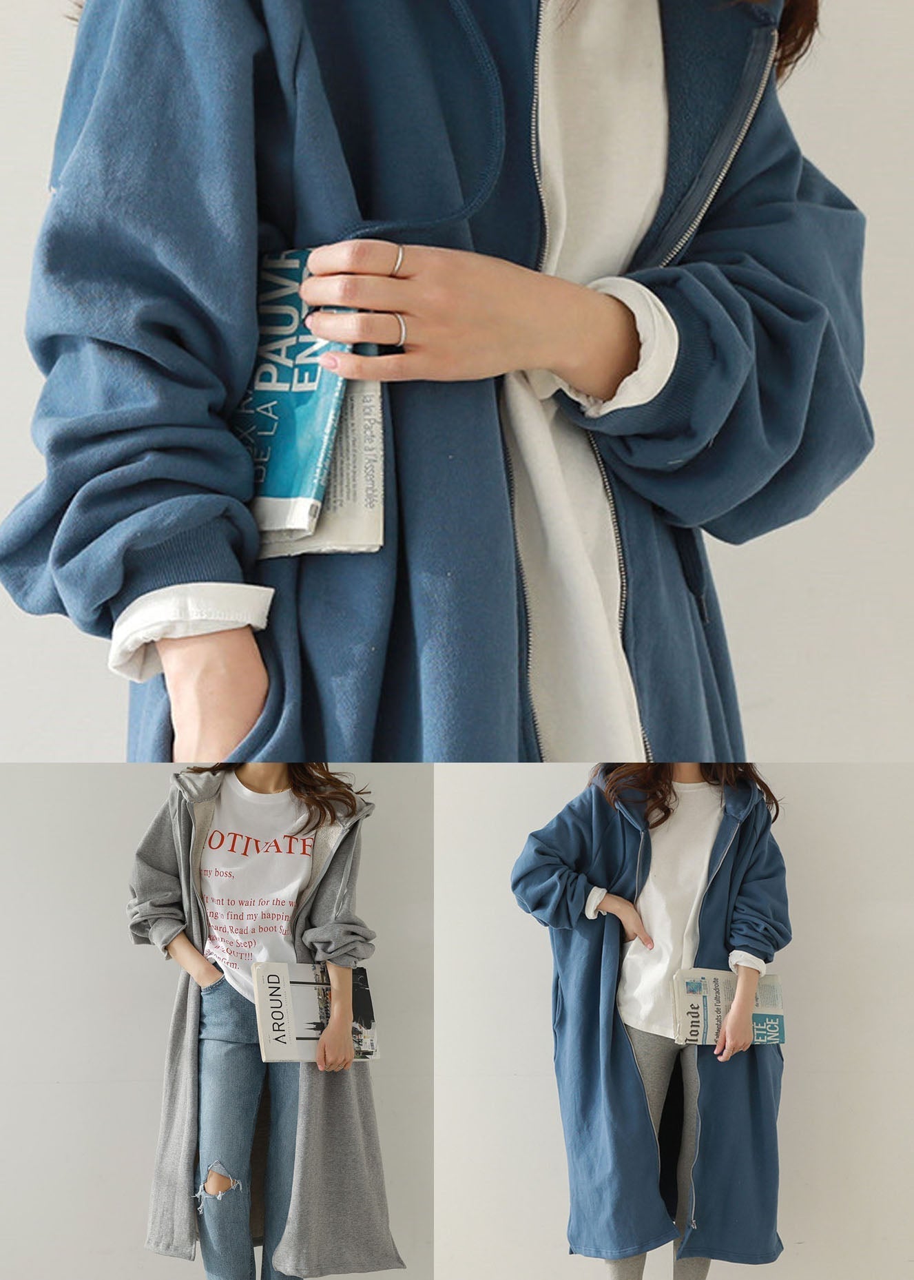 Chic und Stil | Bags with zipper Warm fleece coats with hood