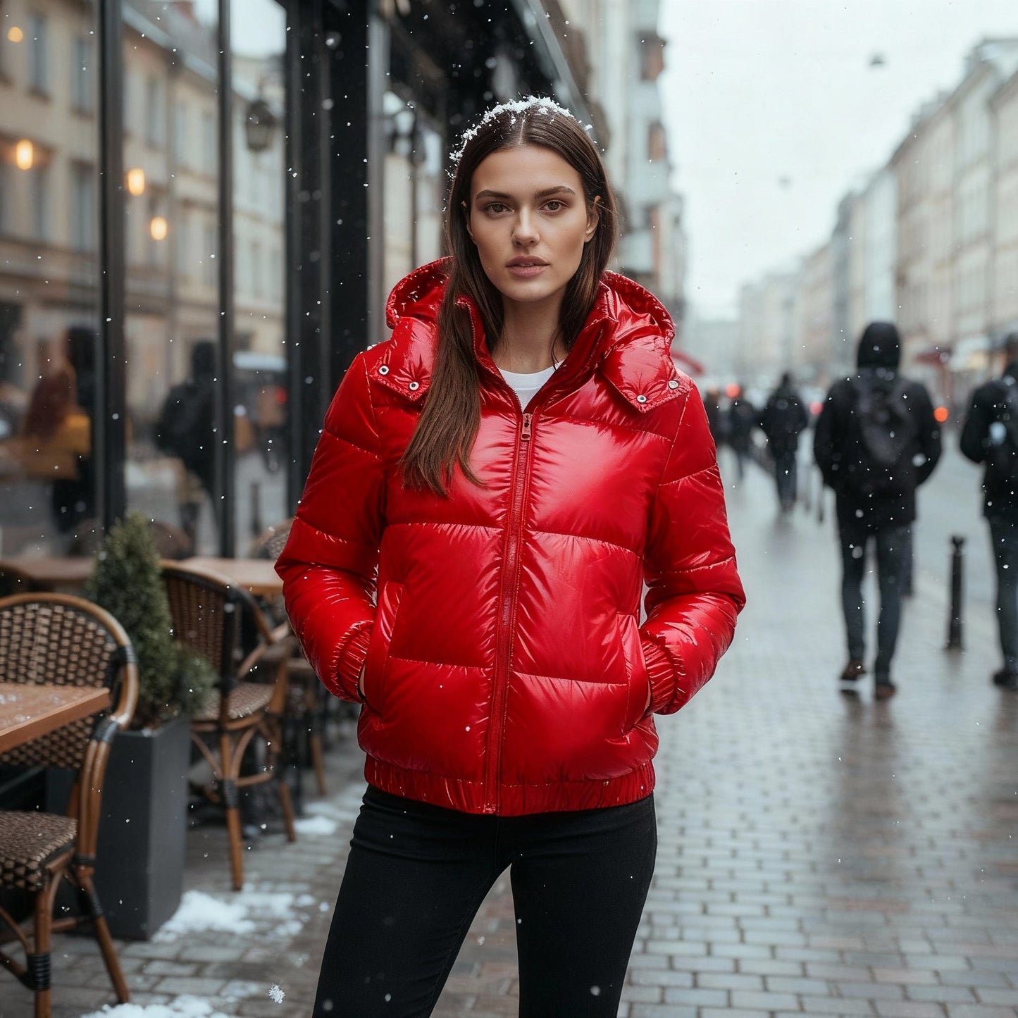 Chic und Stil | Shiny Water-repellent Warm Women's Winter Jacket