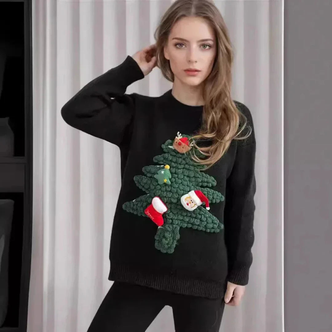 Chic und Stil | Pull de Noël avec sapin 3D - Mode femme pull de Noël