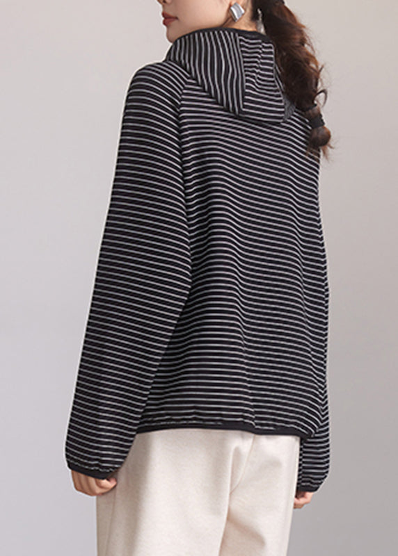 Chic und Stil | Black striped zip hoodies