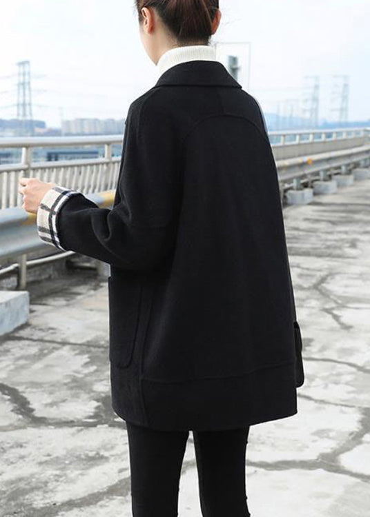 Chic und Stil | Café Peter Pan Collar Pockets Patchwork Wool Coats