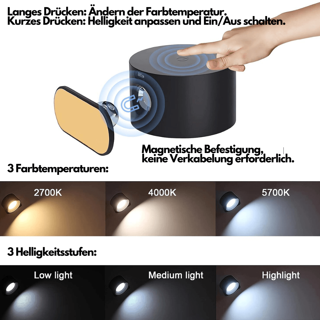 Chic and Stil | 360° rechargeable wireless wall lamp