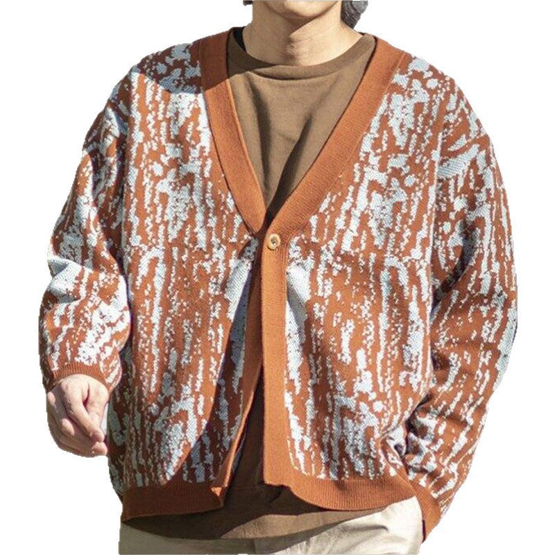 Cardigan en maille tendance pour hommes avec un motif stylé et un col en V Chic und Stil