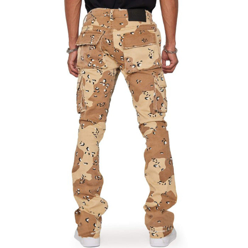 Men's cargo pants with modern animal print and practical side pockets Chic and Style