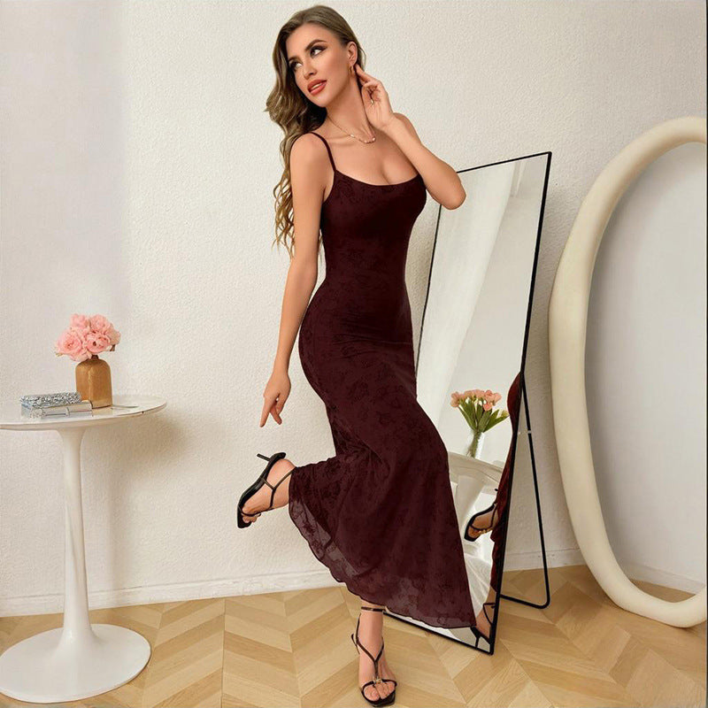 Robe maxi en dentelle florale pour femmes Chic und Stil