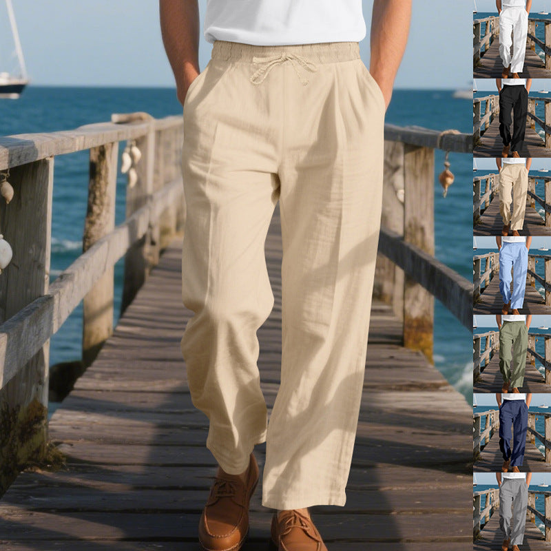 Pantalon d'été décontracté pour hommes avec taille élastique et poches latérales pratiques Chic und Stil