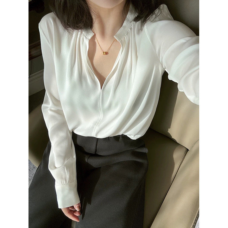 Chemisier long à manches pleates élégant pour femmes Chic und Stil