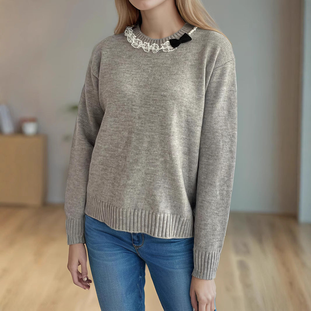 Pull décontracté pour femmes avec col décoratif Chic und Stil