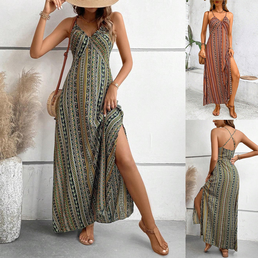 Robe maxi bohémienne à bretelles pour femmes Chic und Stil