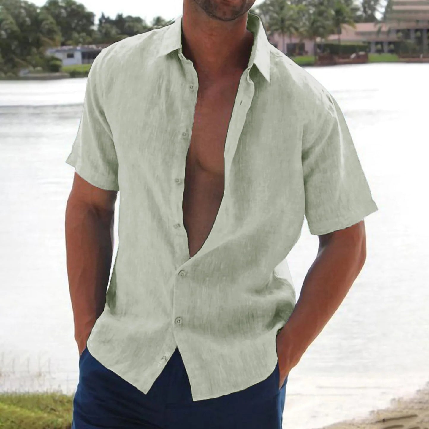 Hommes Léger Décontracté Coupe Ample Chemise à Manches Courtes Chic und Stil