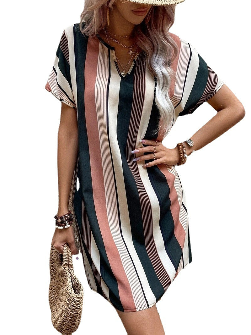 Robe à manches courtes rayée Chic und Stil