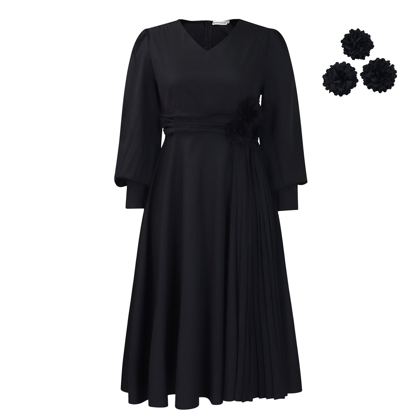 Robe élégante pour femmes avec accent floral décoratif et drapé Chic und Stil