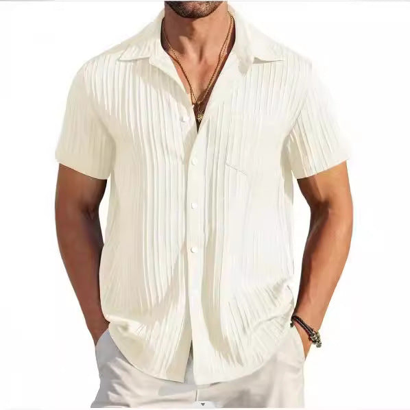 Chemise de plage à manches courtes structurée pour hommes Chic und Stil