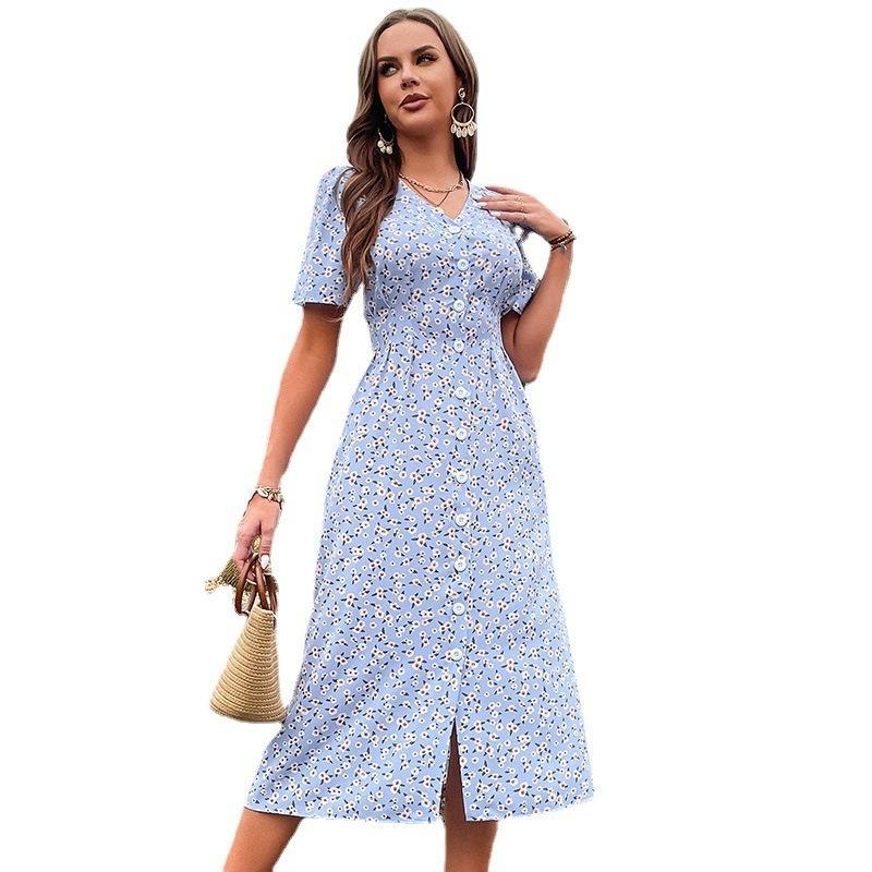 Robe midi en fleurs à encolure cache-cœur pour femmes avec détail de fente latérale Chic und Stil