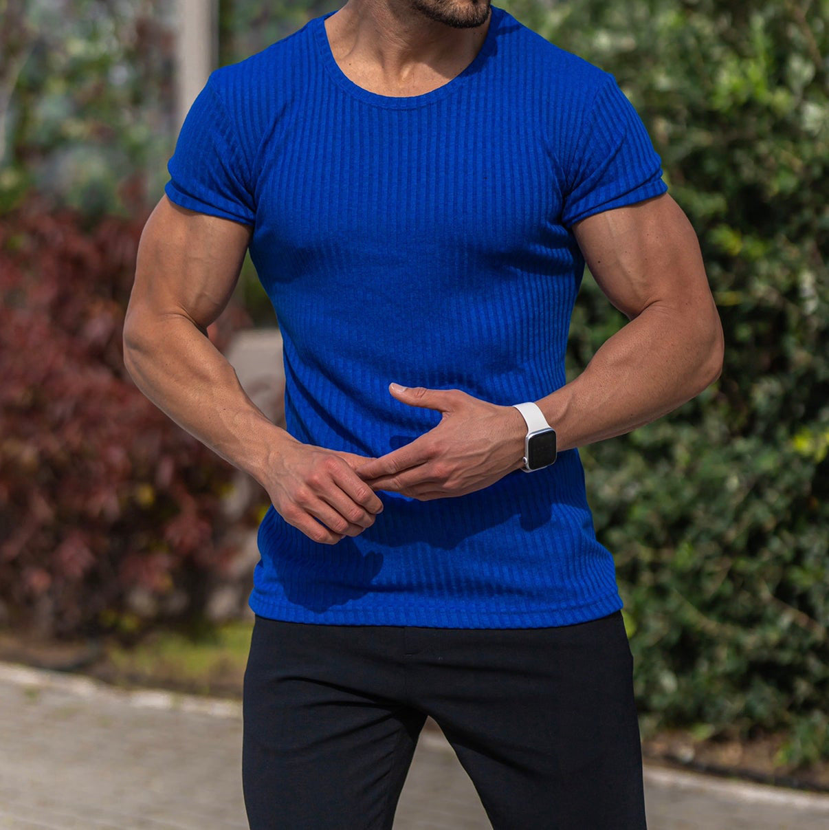 T-shirt ajusté en rib pour homme Chic und Stil
