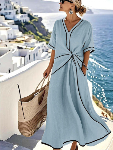 Robe portefeuille aérienne pour femmes avec nœud latéral et décolleté en V Chic und Stil