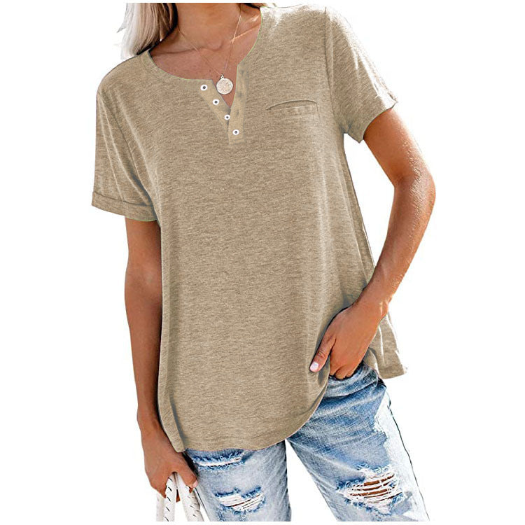 T-shirt pour femmes de haute qualité avec détail de bouton et coupe décontractée Chic und Stil