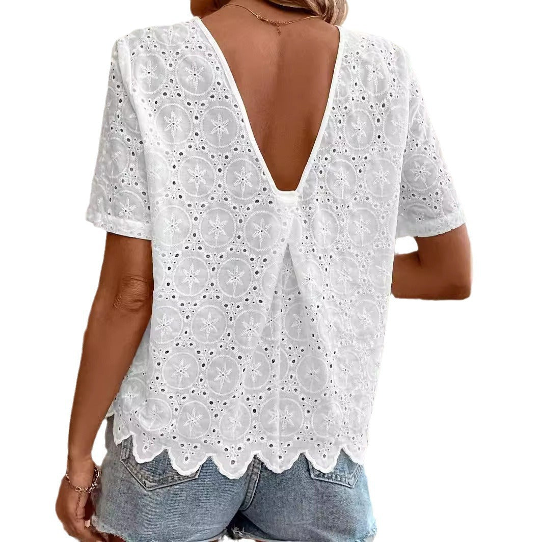 Blouse en dentelle à œillets pour femmes Chic und Stil