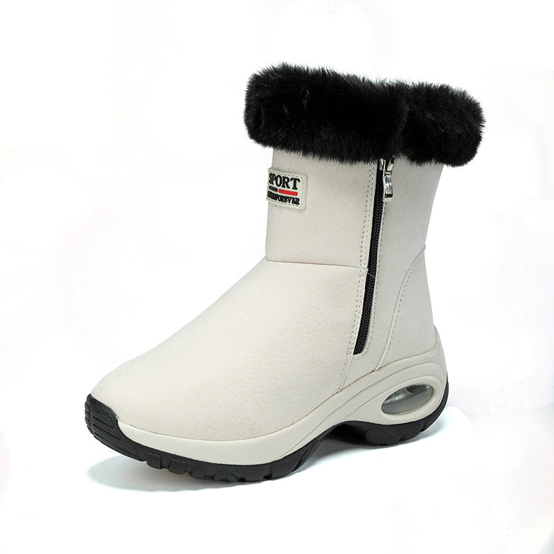 Bottes d'hiver pour dames avec bordure en fausse fourrure à la mode Chic und Stil