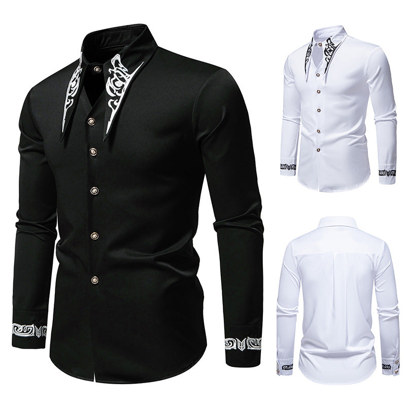 Chemise à manches longues élégante pour hommes avec un motif de col accrocheur Chic und Stil