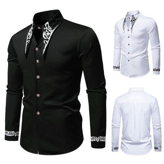 Chemise à manches longues élégante pour hommes avec un motif de col accrocheur Chic und Stil