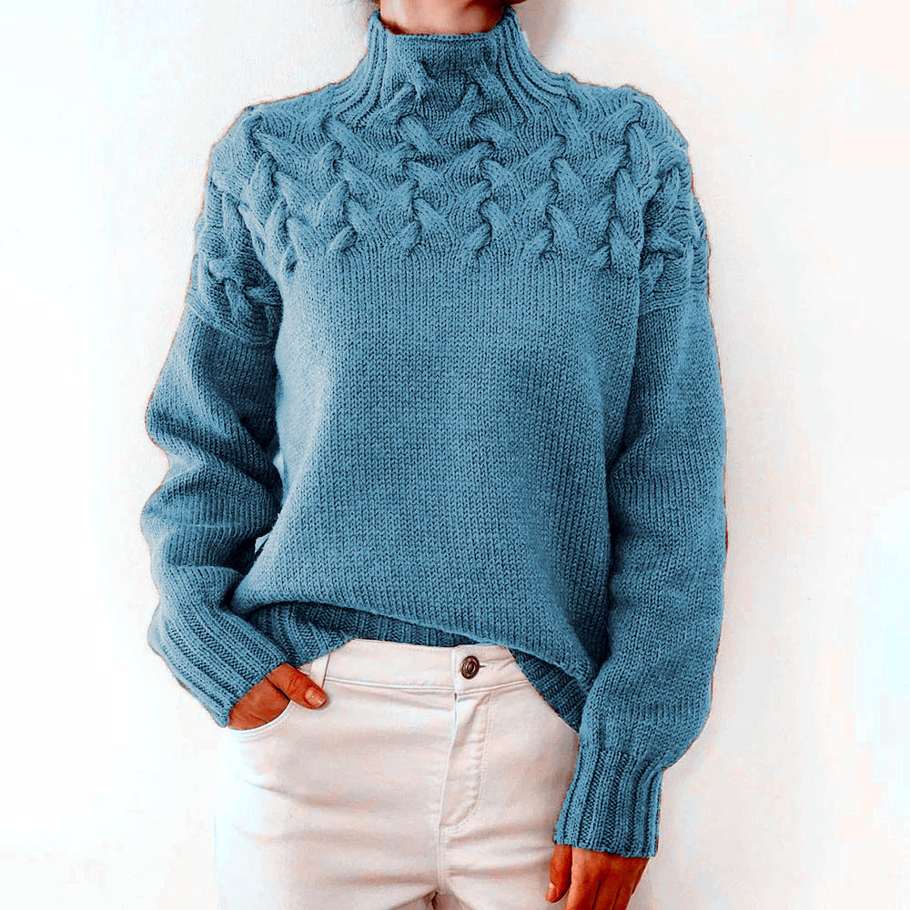 Pull en tricot pour femmes avec col montant et motif torsadé tendance Chic und Stil