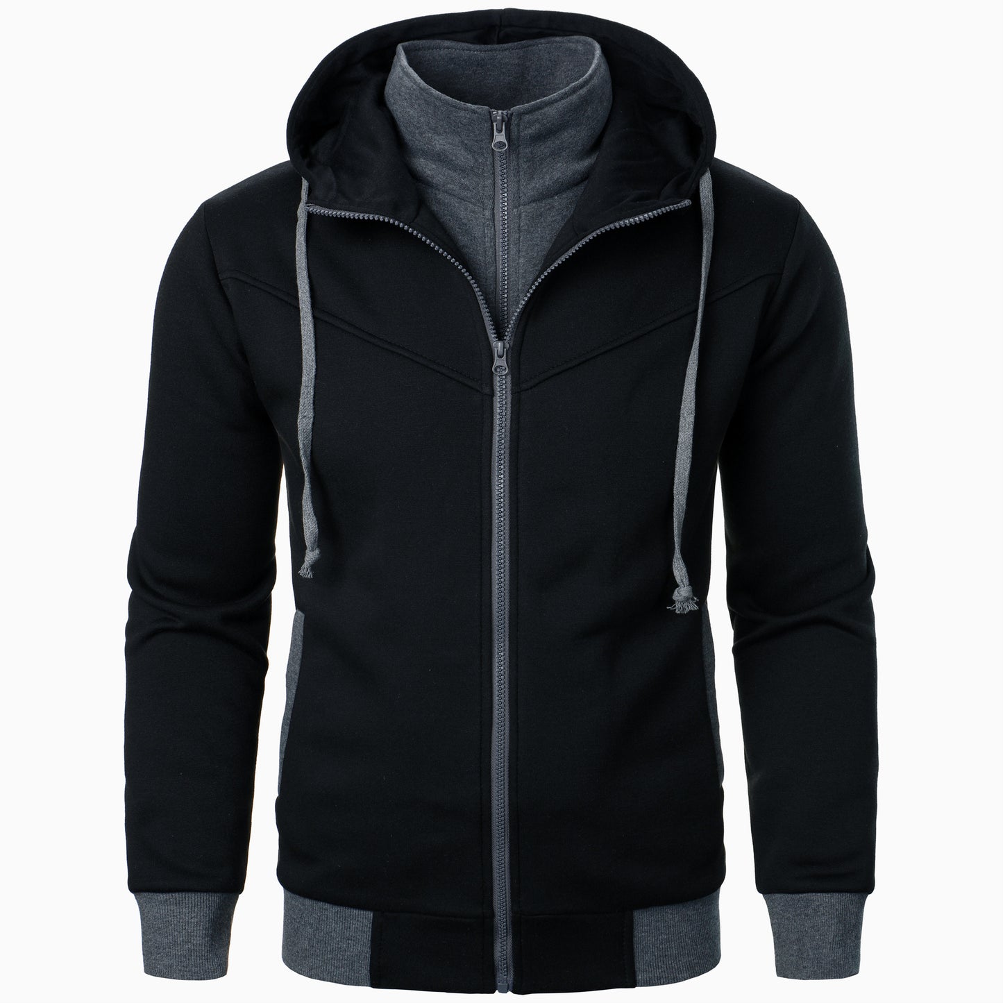 Veste à capuche sportive pour hommes avec design à double couche et accents modernes Chic und Stil