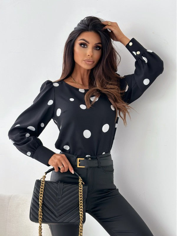 Blouse pour femmes avec manches bouffantes et pois Chic und Stil